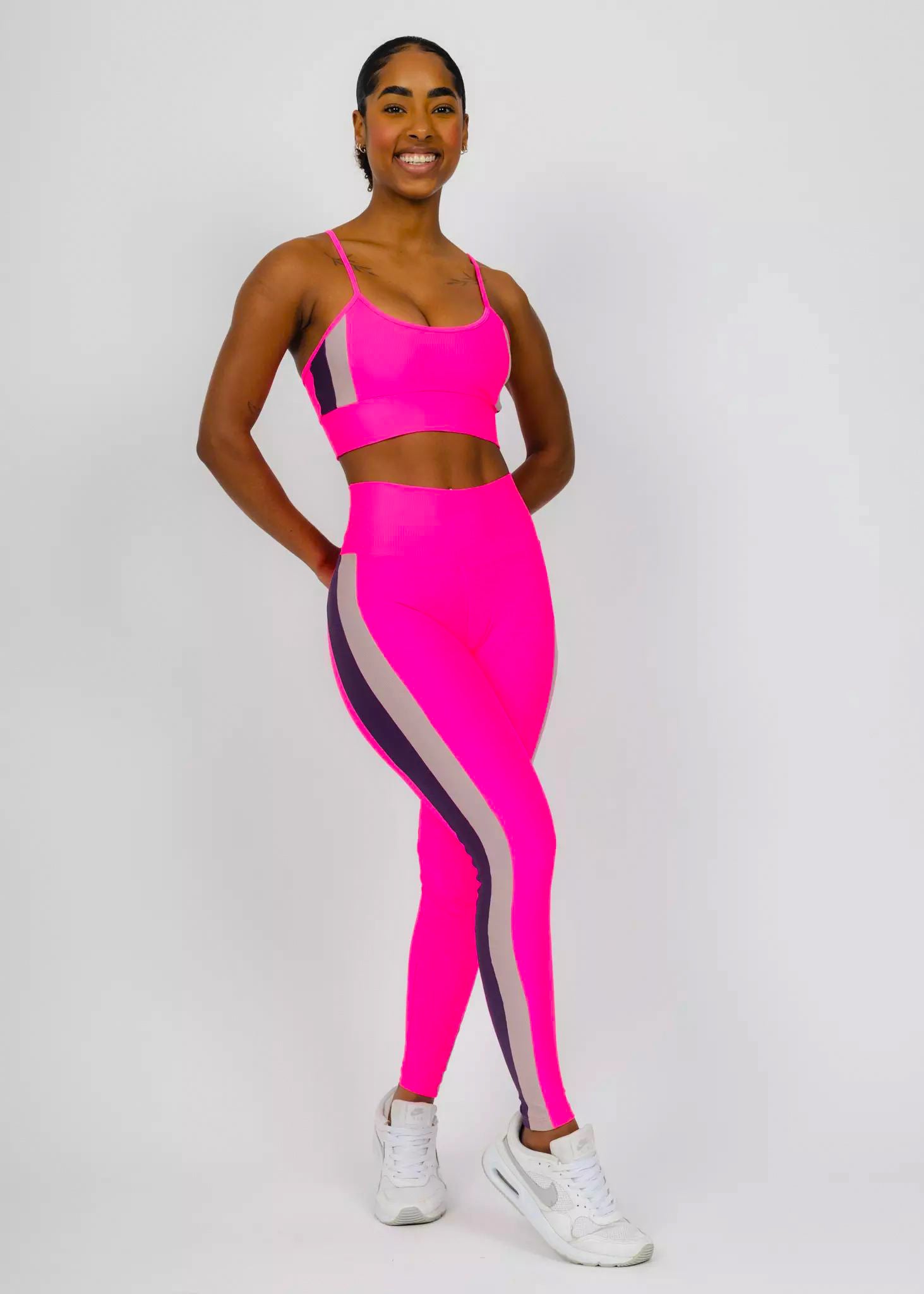 Pink Fluorescent/Jabuticaba Leggings Set