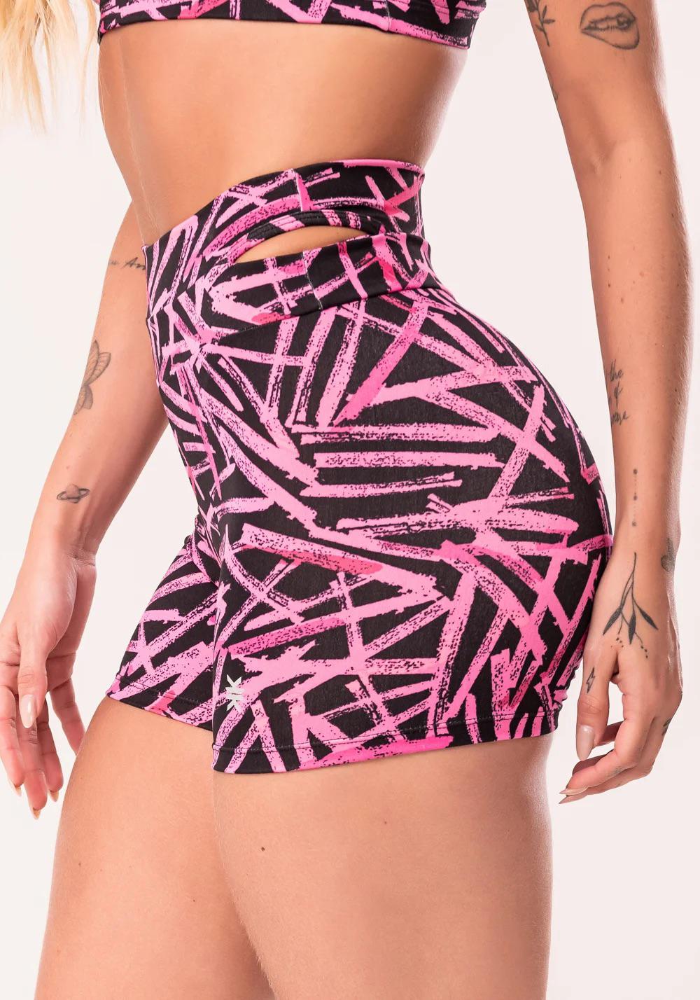Pink Short Set with Openwork Print