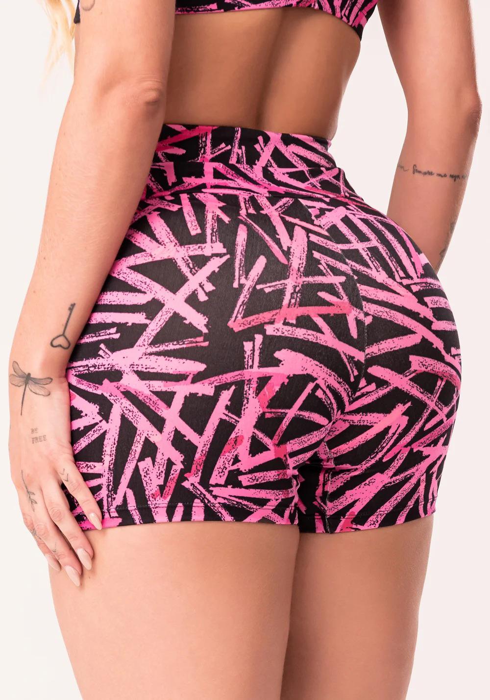 Pink Short Set with Openwork Print