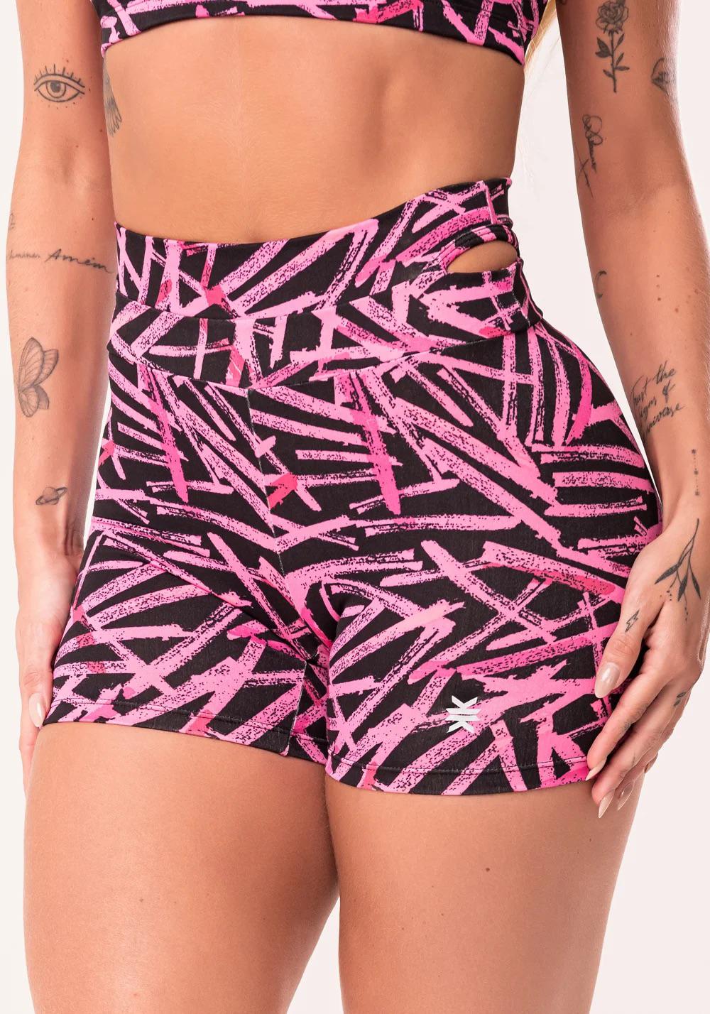 Pink Short Set with Openwork Print