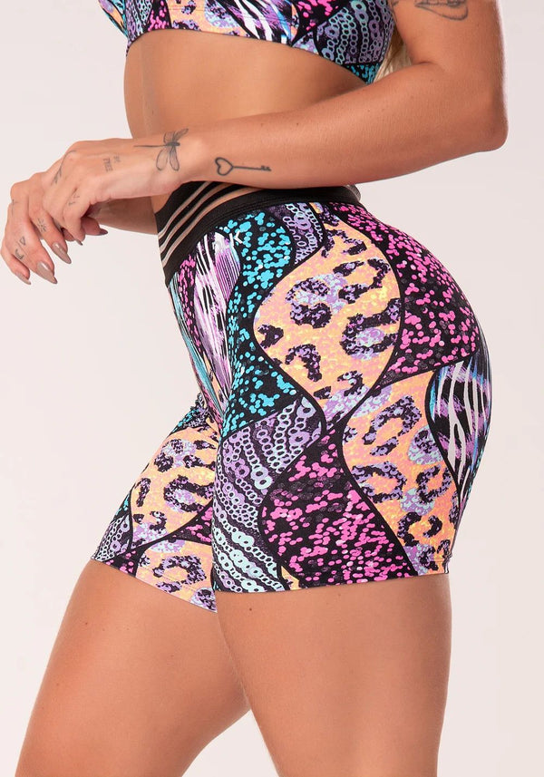 Short with Elastic in Colorful Animal Print