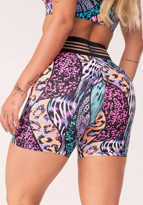 Short with Elastic in Colorful Animal Print