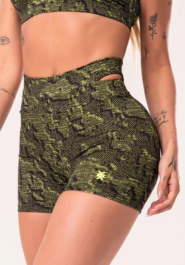 Neon Camouflage Print Short Set